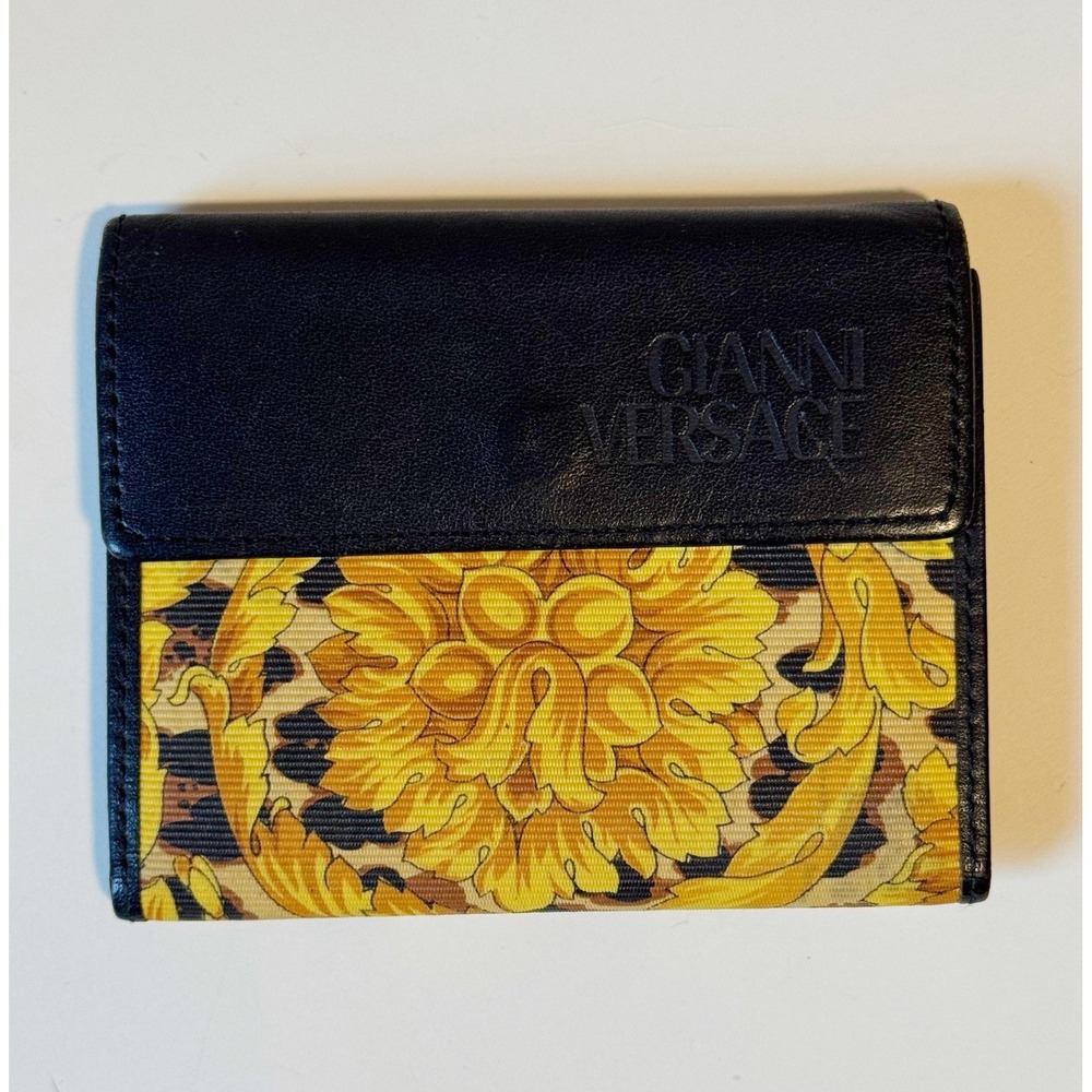 Gianni Versace Wallet Floral Black with ID Holder